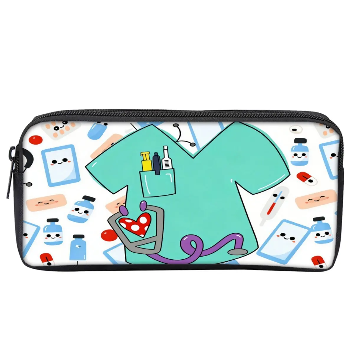 Medical Graffiti Single Layered Pencil Case for Boy/Girls Best Gifts 2D Flat Cartoon School Supplies Pencil Pouch for Children