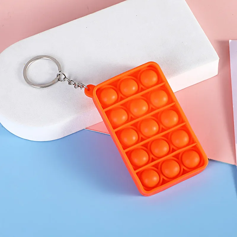 ミニプッシュポップ減圧おもちゃシリコーンレインボーキーホルダーストレスリリーフおもちゃ抗ストレスコントローラ知育玩具