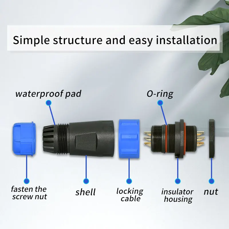 YXY SP21 5 pin waterproof connector back nut 2pin 3pin 4pin 5pin 7pin 9pin 12 pin IP68 Female plug male plug and socket