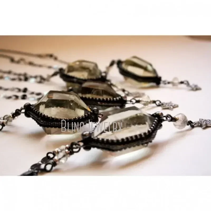 10pcs Goth Women\'s Arcane Citrine Crystal Star Necklace Set Y2K Emo Gothic Witchcraft Vampire Statement Jewelry Accessory