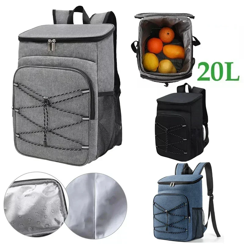 

20L Portable Thermal Lunch Bag Durable Thicken Waterproof Cooler Ice Insulated Case Camping Oxford Food Box Dinner Backpacks