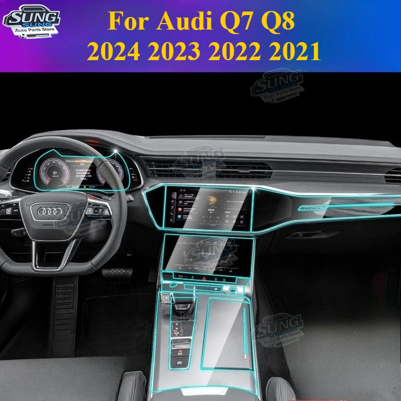 

Для Audi Q7 Q8 2024 2023 2022 2021, аксессуары для интерьера, прозрачная пленка из ТПУ, PPF, панель переключения передач, центральная консоль, наклейка против царапин