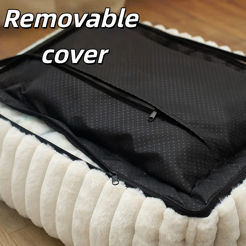 Washable Orthopedic Dog Bed with Removable Cover Rectangle Soft Calming Sleeping Puppy Cat Bed Durable for Indoors