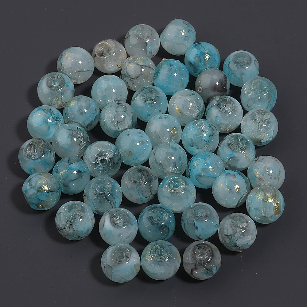 50 Stück/Lot 8mm Rissglas-Blumenperlen, farbige glänzende lose runde Zwischenperlen für DIY-Modearmbänder, Ohrringe, Anhänger, Großhandel – Detail 15