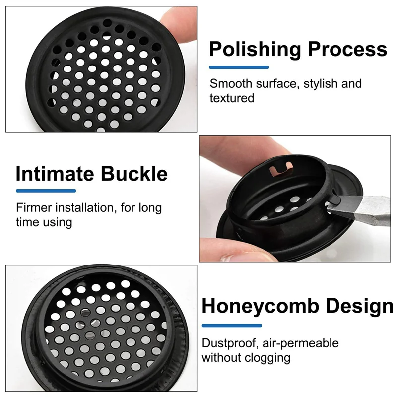 B08B-Air Vent Louver, 150Pcs 35Mm Stainless Steel Round Mesh Hole Circular Soffit Vent For Wardrobe Drawer Bookcase Kitchen