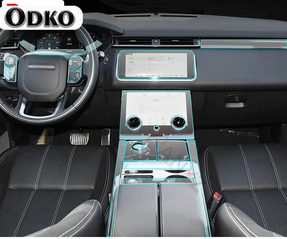 For Land Rover Range Rover Velar 2019-2017 Car Steering Wheel Center Console Gear Film Central AC Navigation Protector TPU Film