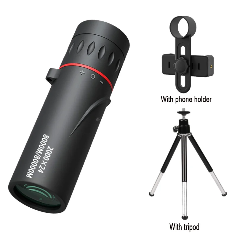 2000x24 HD Monocular Mini Portable Mobile Phone Telescope with Holder Outdoor Camping Hunting Birdwatching Telescope