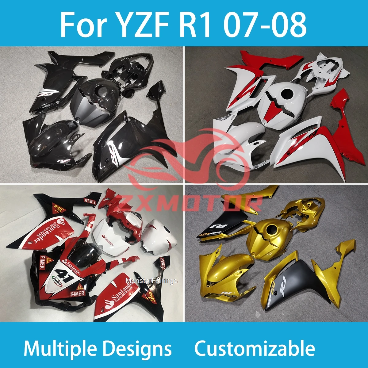 

YZF-R1 07 08 ZXMT Fairings for Yamaha YZF R1 2007 2008 Motorcycle Accessories Refitting Body Customized Fairings Kit
