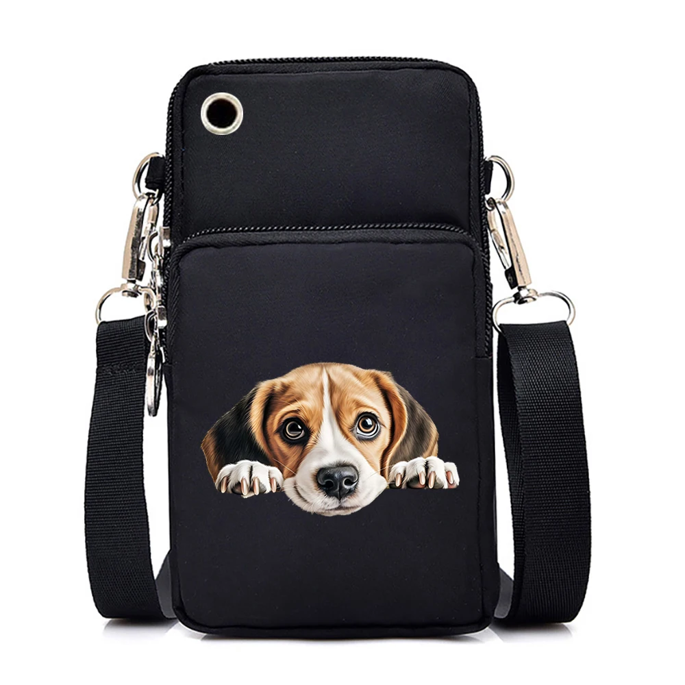 Simpatiche borse e borsette con stampa di cani 3D Mini borsa per cellulare femminile Borsa a tracolla piccola con cerniera per animali dei cartoni