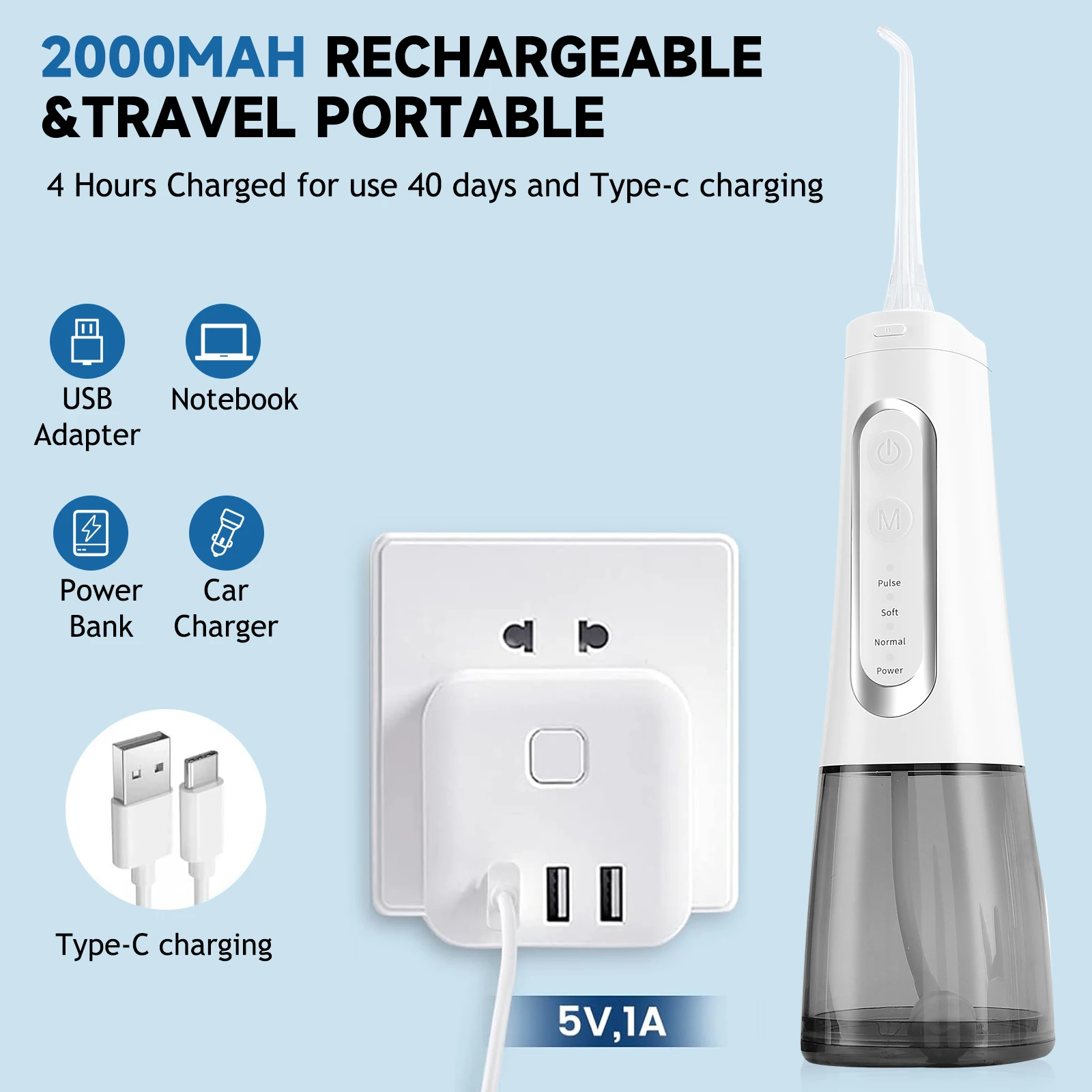 جهاز تنظيف الأسنان بالماء، تنظيف الأسنان الكهربائي، مجموعة أدوات تنظيف الأسنان المحمولة أثناء السفر، منظف ري الأسنان