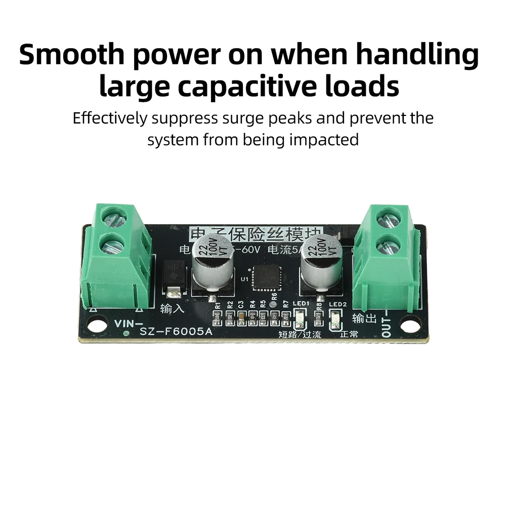 5A Smart Electronic Fuse Module DC 5-60V Auto Reset Overcurrent Protection for Battery Motor Protection DIY Industrial Equipment