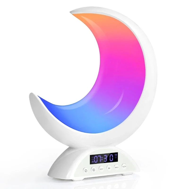 Bluetooth-compatible Speaker, Table Lamp Alarm Clock, Night Light Speakers Lamp, Dimmable Warm Light & Colorful Light