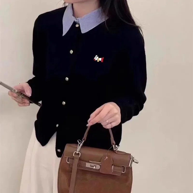 

Golf women's 2025 new Polo shirt, fashionable fake two-piece knitted coat, luxury brand golf sweater, women's golf clothing