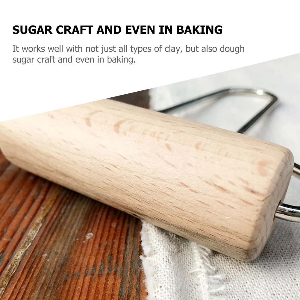 

Wooden Clay Roller Durable Polymer Stamping Tool Iron Handle Clay for Art Pottery Modeling DIY Crafts Dough Baking