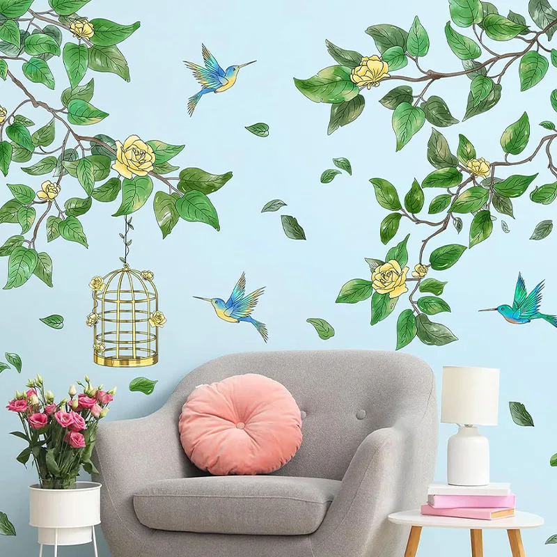 Wall Stickers Elegant Branches Leaves Birds Bedroom Foyer Living Room Home Decoration