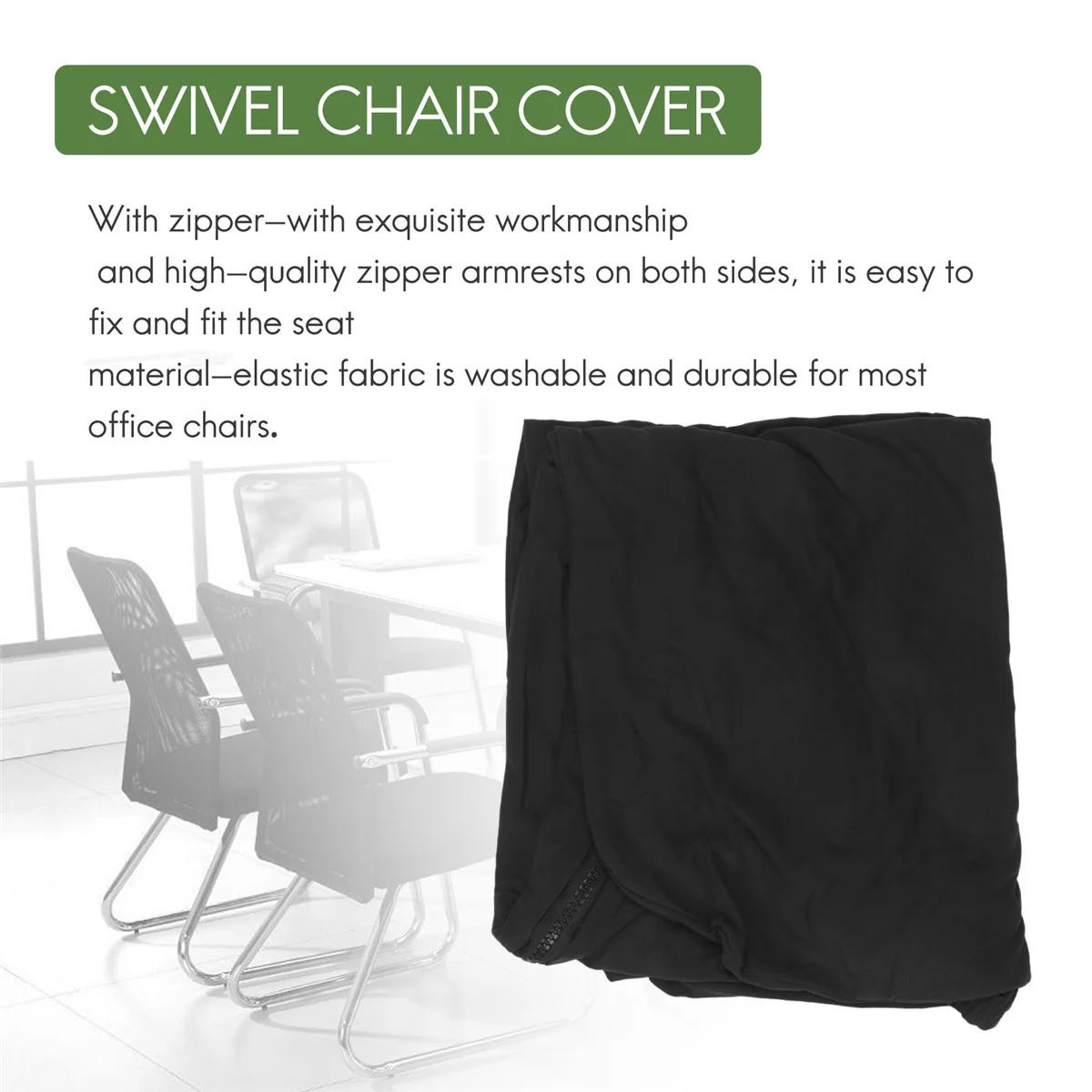 Office Chair Cover Elastic Siamese Office Chair Cover Swivel Chair Computer Armchair Protective Cover(Black)