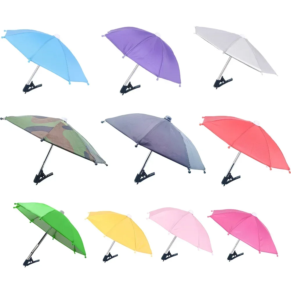 Mobile Phone Clip Umbrella Outdoor Cell Phone Rainproof Sunshade Anti-Reflective 28cm Diameter 19cm Height Adjustable