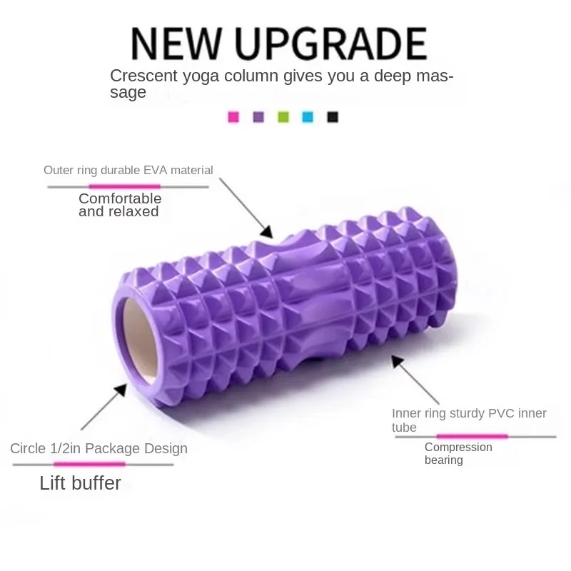YTYIN Solid Yoga Massage Column Fitness Muscle Relaxer Equipment Foam Shaft Crescent Mace Roller