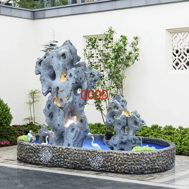 Chinese Courtyard Rockery Flowing Water Ornaments Fish Pond Balcony Garden Landscaping Decoration Outdoor Layout Landscape