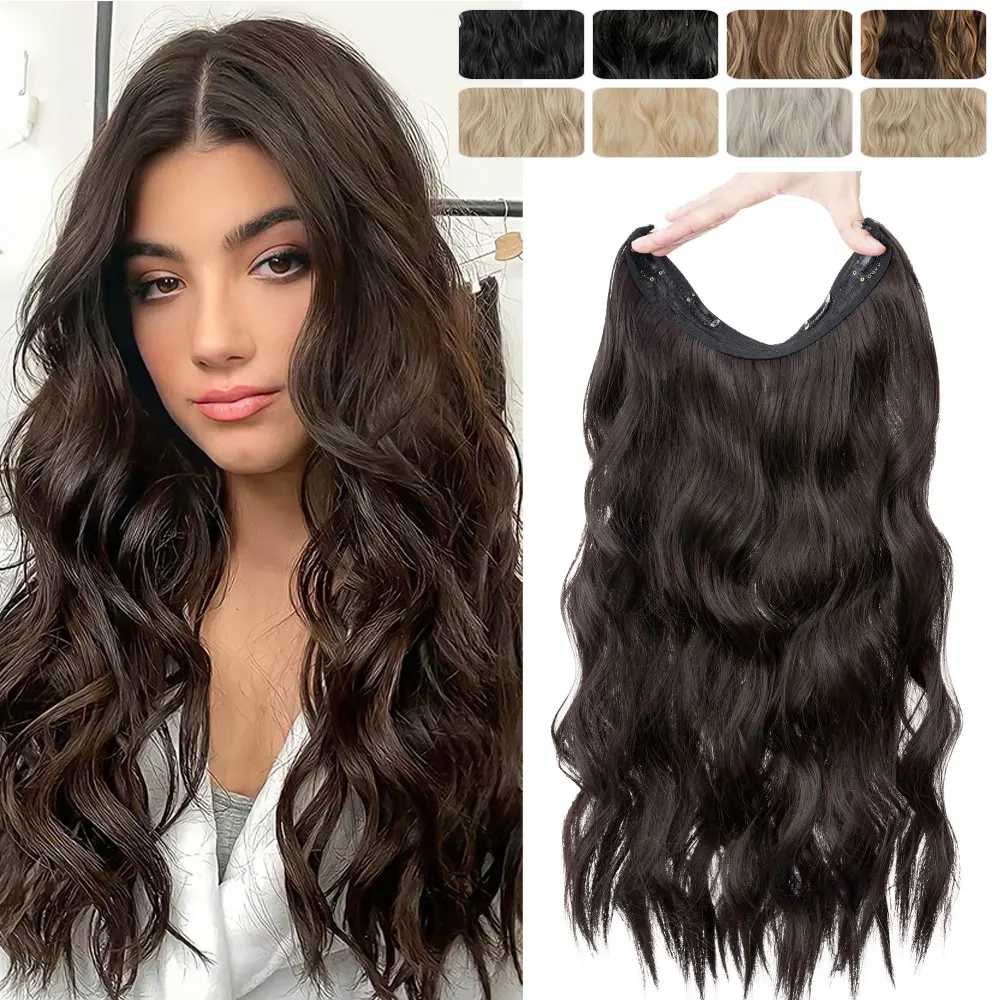 

Hairro Synthetic 20/24" Wire + Clip In Hair Extensions With 4 Clips 3/4 Full Head Long Wavy Curly One Piece 160g Thick Hairpiece