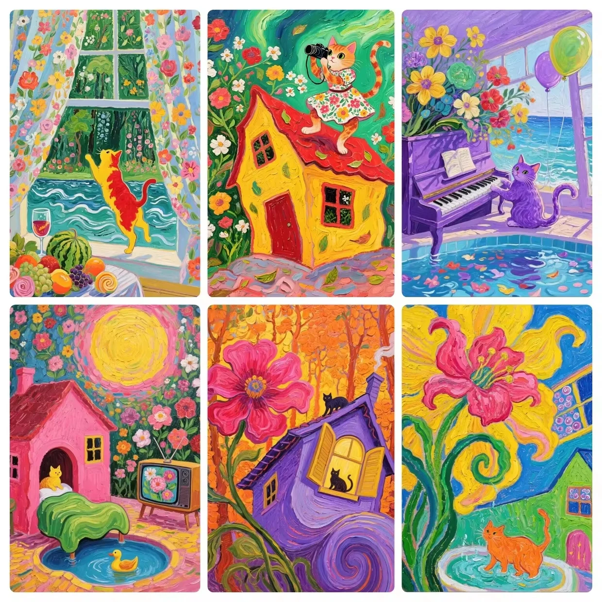 DIY Abstract Art Cute Cat Jigsaw Puzzles 500/1000/1200/2000PCS Handmade Art Exquisite Home Decor Gift No Frame