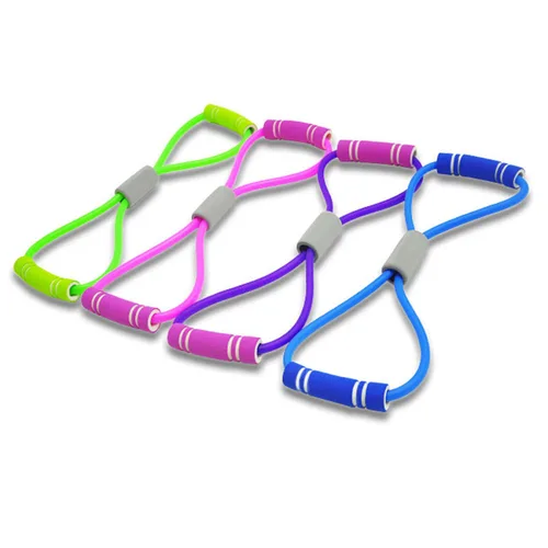 폼 손잡이가 있는 고무 저항 밴드, 8 가지 모양 당김 로프, 신축성 있는 8 단어 가슴 확장기 로프, 요가 운동 피트니스 