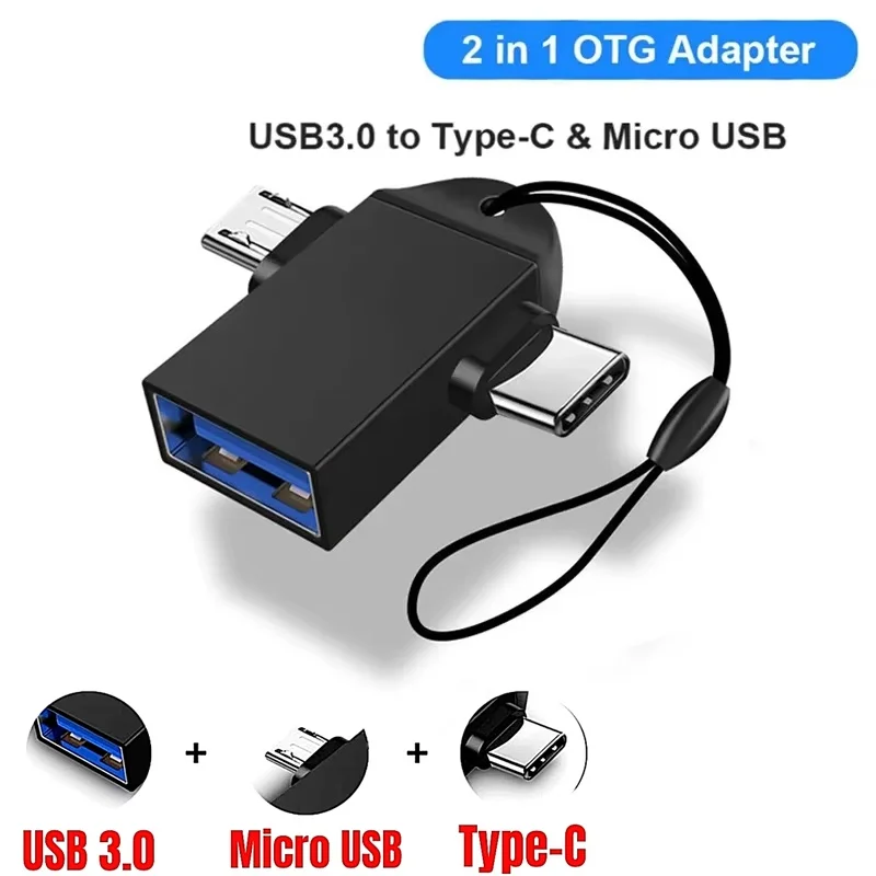 

2 In 1 Type-C Micro USB OTG Adapter TYPE C Data Transmit Connector For Laptop Tablet Hard Disk Drive Android Xiaomi Huawei Phone