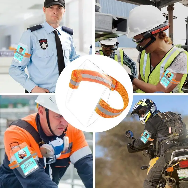 IdバッジホルダーアームバンドカードホルダーポータブルアームバンドIDライセンスバッジホルダーオフィス学校レストラン競技