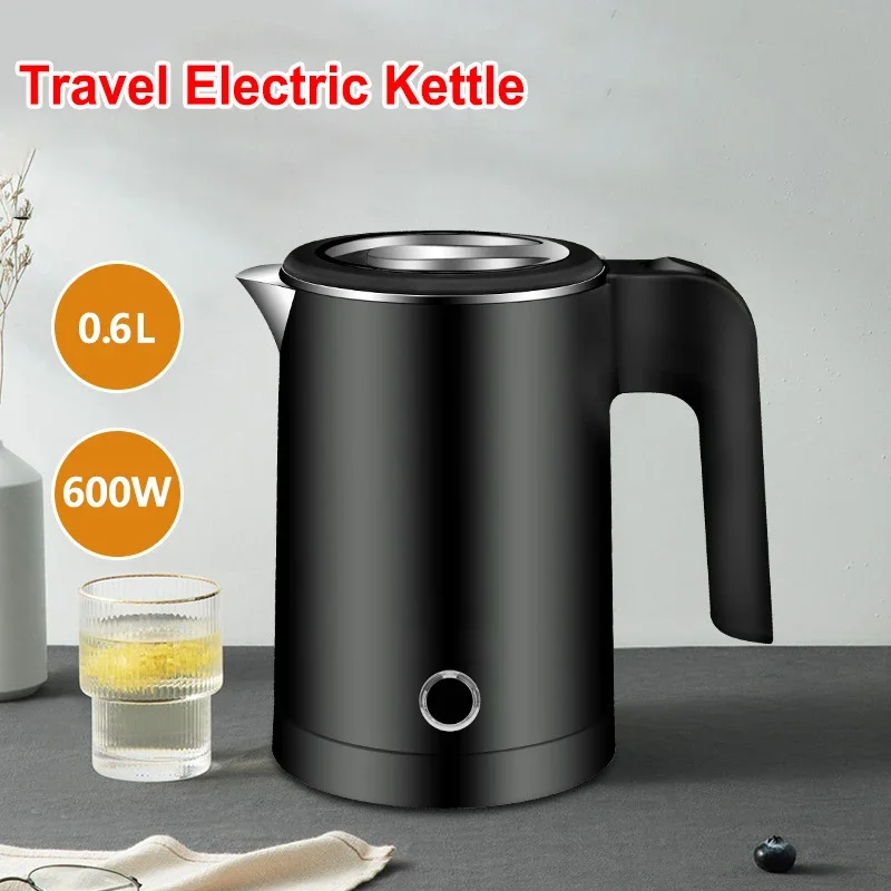 0.6L  Portable Travel Electric Kettle 304 Stainless Steel Household Coffee and Tea Electric Kettle 600W Kitchen Electric Kettle