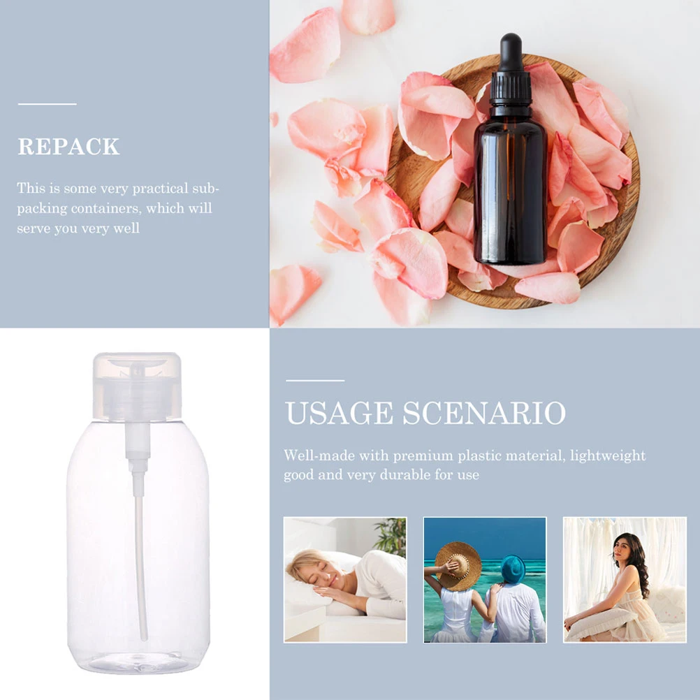

6 Pcs Bottle Nail Polish Remover Storage Empty Empty Press Bottle Refillable Liquid Container PET Sturdy Travel