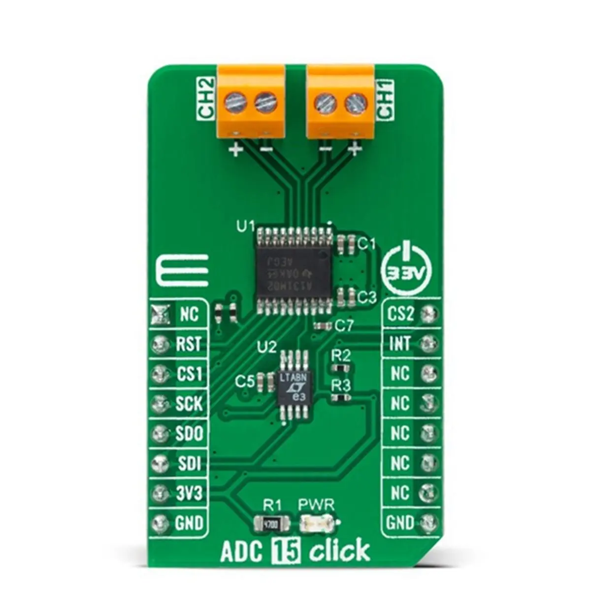 AA80 ADC 15 Click MIKROE-4890 ADS131M02 Mikroe ADC 15 Click Module