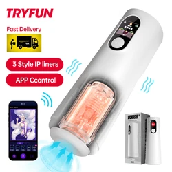 Tryfun Automatic Male Masturbator for Men Electric Telescopic Masturbation Cup 360 Heating APP control Soft Vagina Pussy Sex Toy