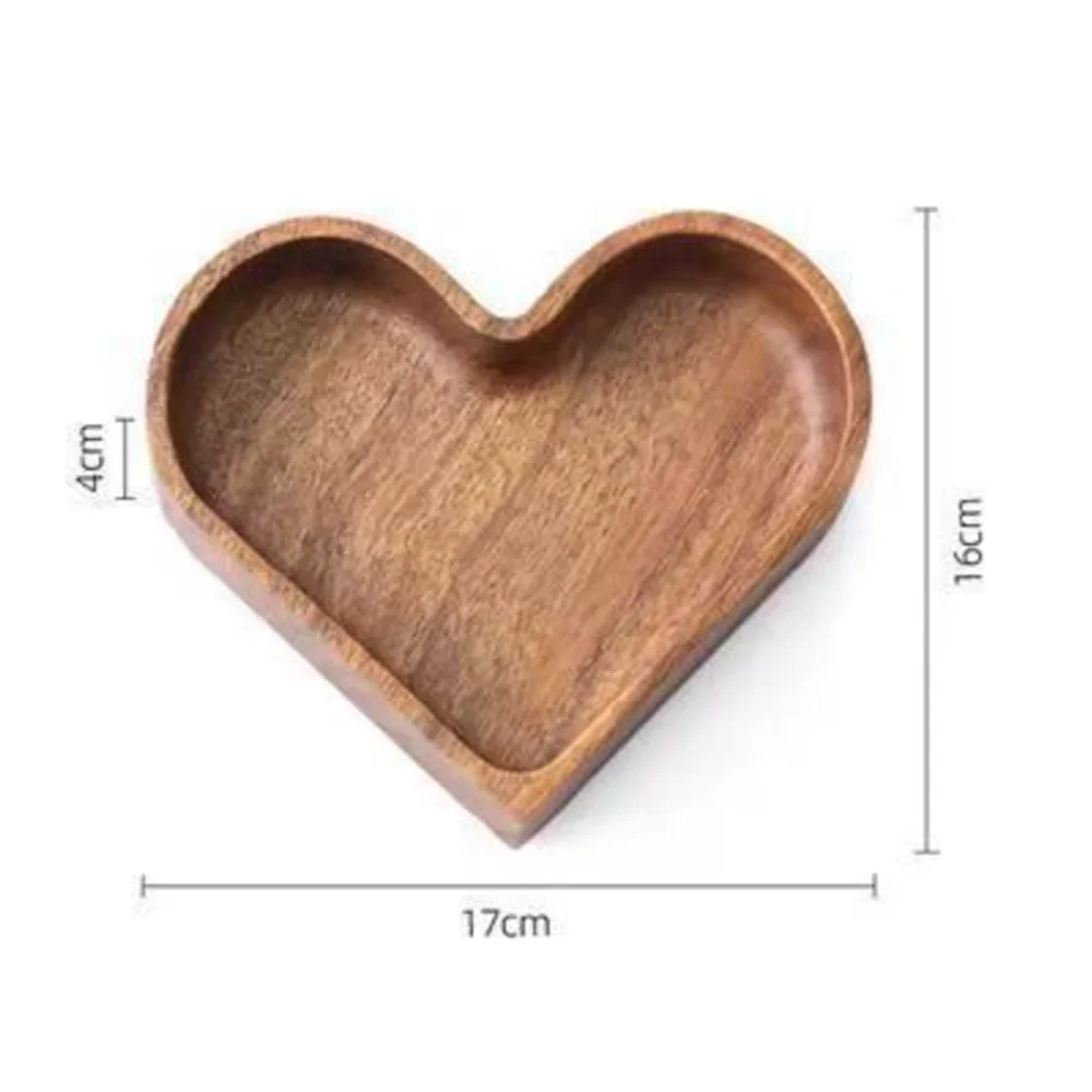 1pcs Heart-Shaped Wooden Tray for Home Decor & Food - Decor Wood Trays & Plate for Candy, Sushi, Dessert, Valentine’s Day Gifts