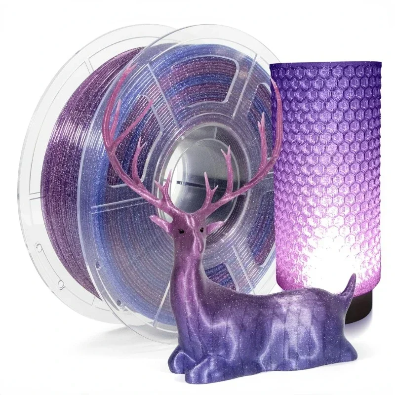 Multicolor Transparent Gradient 3D Printer Filament Purple to Blue Transition Glitter PLA 1KG/2.2lb for DIY Crafts And Modeling