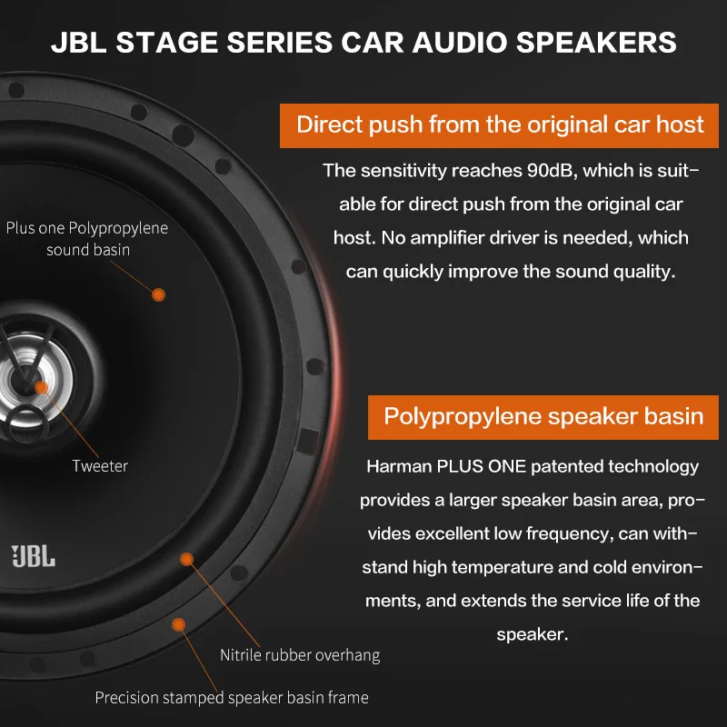 JBL مكبر صوت للسيارة 6 بوصة 6.5 بوصة مكبر صوت محوري 350 وات مكبر صوت كامل النطاق مكبر صوت Hifi صوت السيارة ثلاثة أضعاف مكبر صوت متوسط مضخم صوت