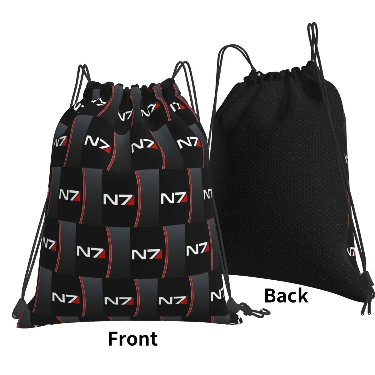 Mass Effect Emblem Backpacks Casual Drawstring Bundle Pocket Storage Bag Book Bags for Travel School