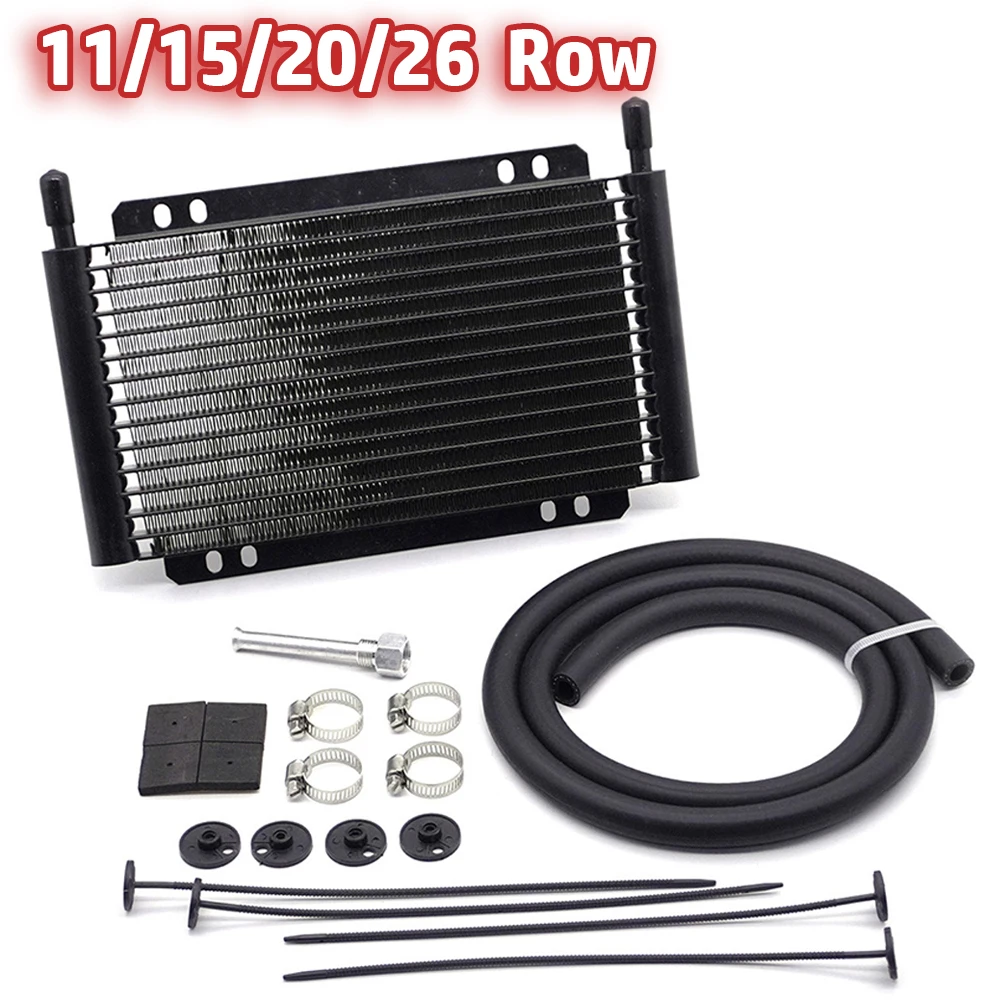 

Универсальный масляный радиатор трансмиссии 11, 15, 20, 26-рядный автоматический ручной алюминиевый радиатор, коробка передач, быстрый охлаждающий масляный радиатор с пластиной и ребрами