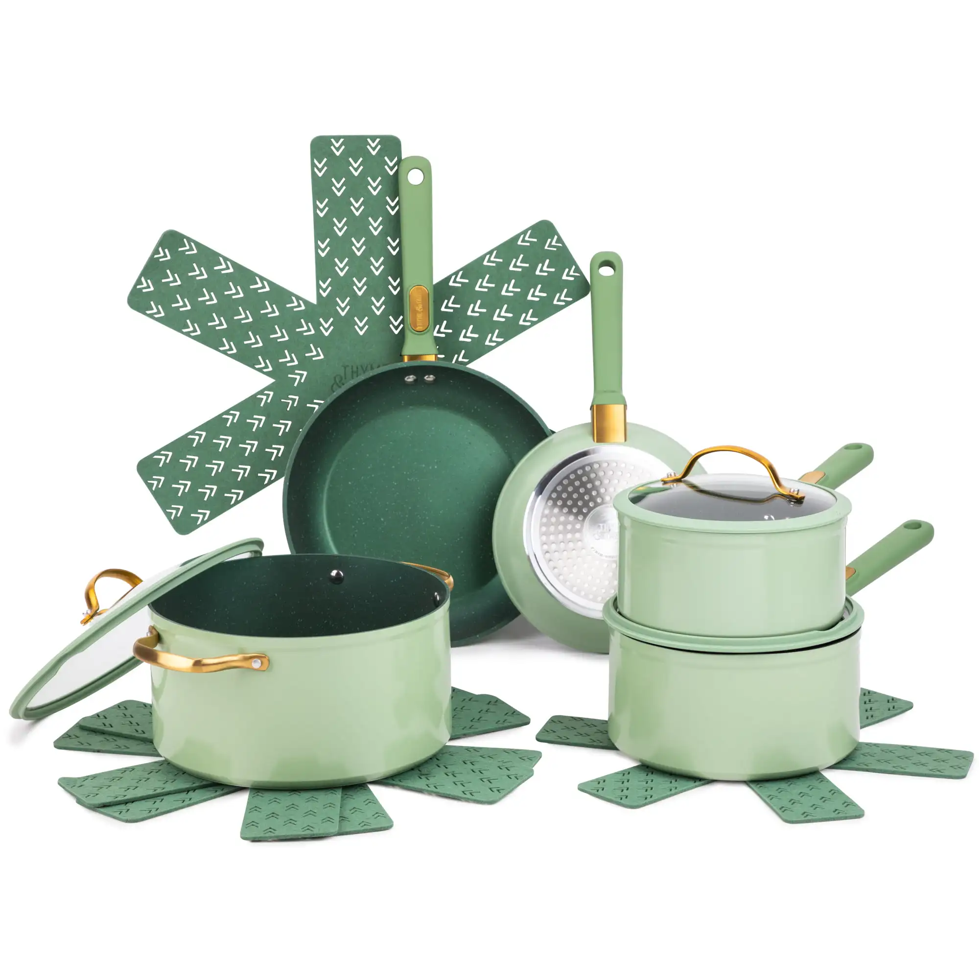 

Thyme & Table Nonstick 12-Piece Granite Cookware Set, Green