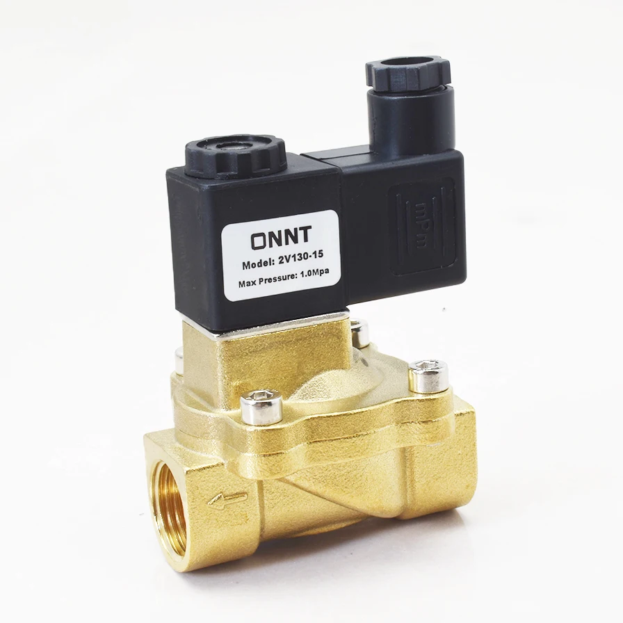 2V130-10 2V130-15 2V250-20 2V250-25 AC220V AC110V DC12V DC24V Brass 2 Way Normally Closed Solenoid Air Valve 3/8 1/2 3/4 1Inch