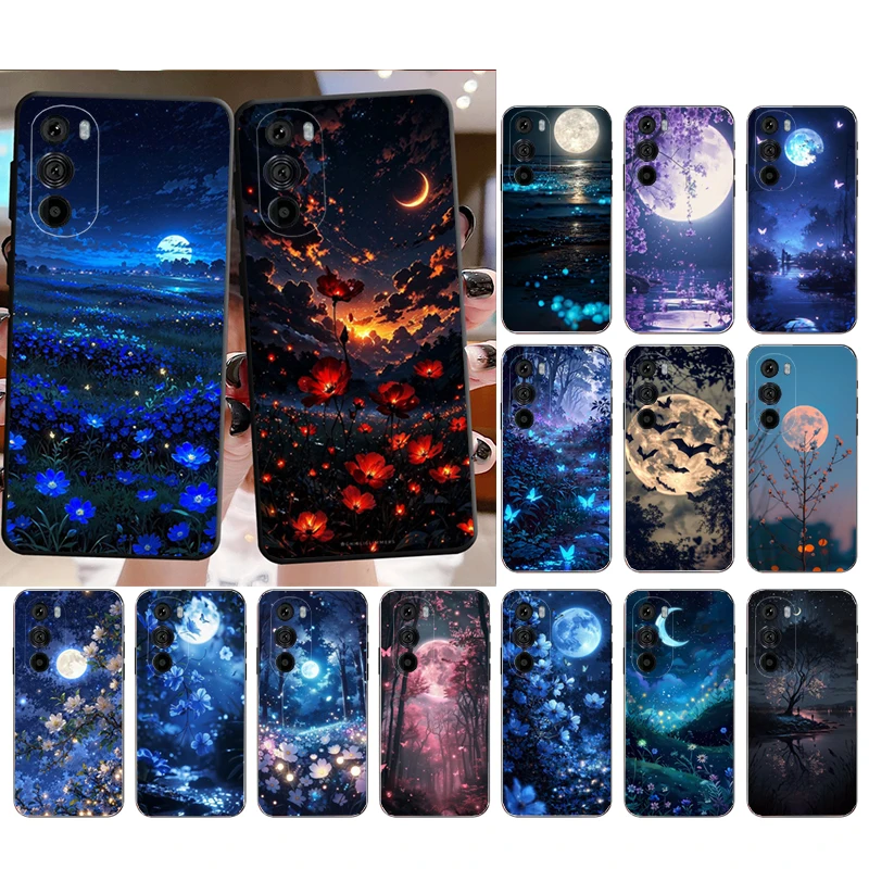 

Moon Night Forest Tree Flower Phone Case For Motorola Edge 60 50 40 Pro 60 50 40 30 Ultra Neo Fusion Moto G Play G Stylus G