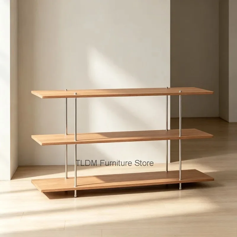 Metal Transparent Mid Freestanding Record Century Acrylic Wood Support Rod Open Vinyl Display Book Plant Shelf Rack Living Room