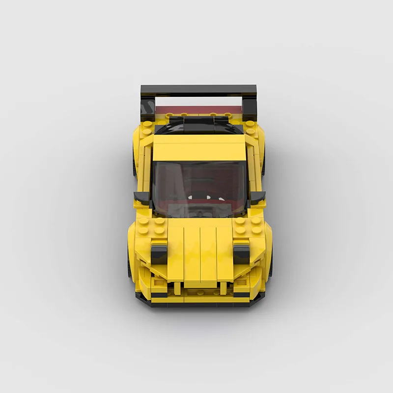 Juego de bloques de construcción de coches deportivos para niños, juguete técnico de RX-7 de velocidad, color amarillo, 214 piezas