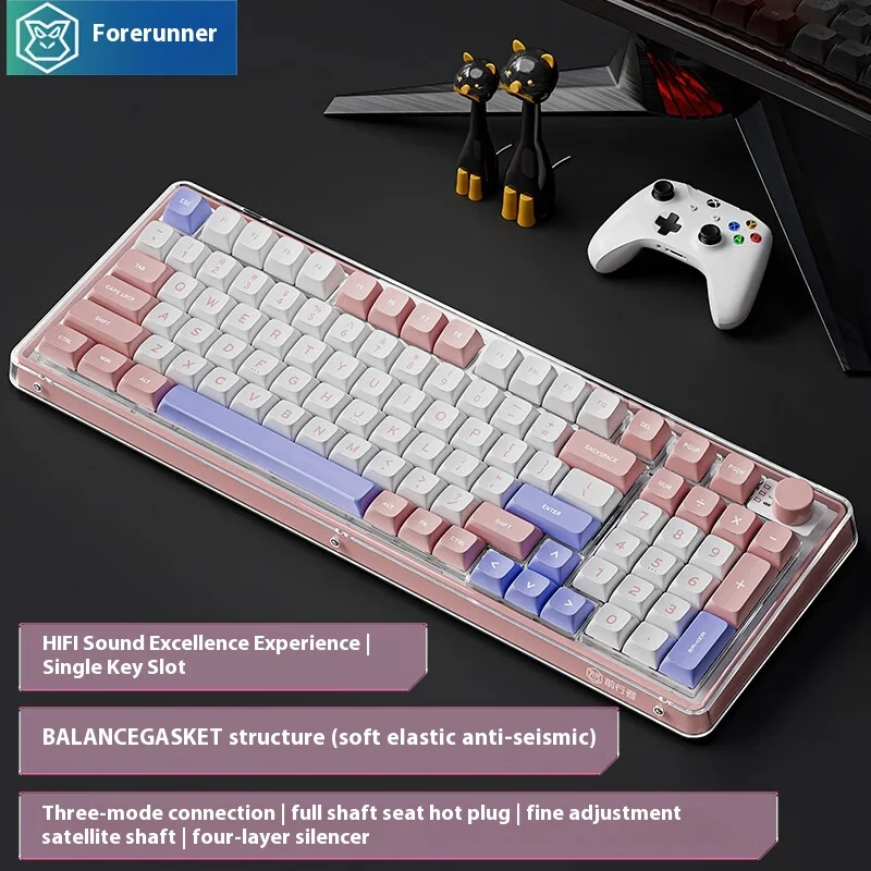 

EWEADN V99 Mechanical Keyboard Wireless Bluetooth Tri-mode Customized Office Gaming Keyboard PC Laptop Tablet Peripherals RGB