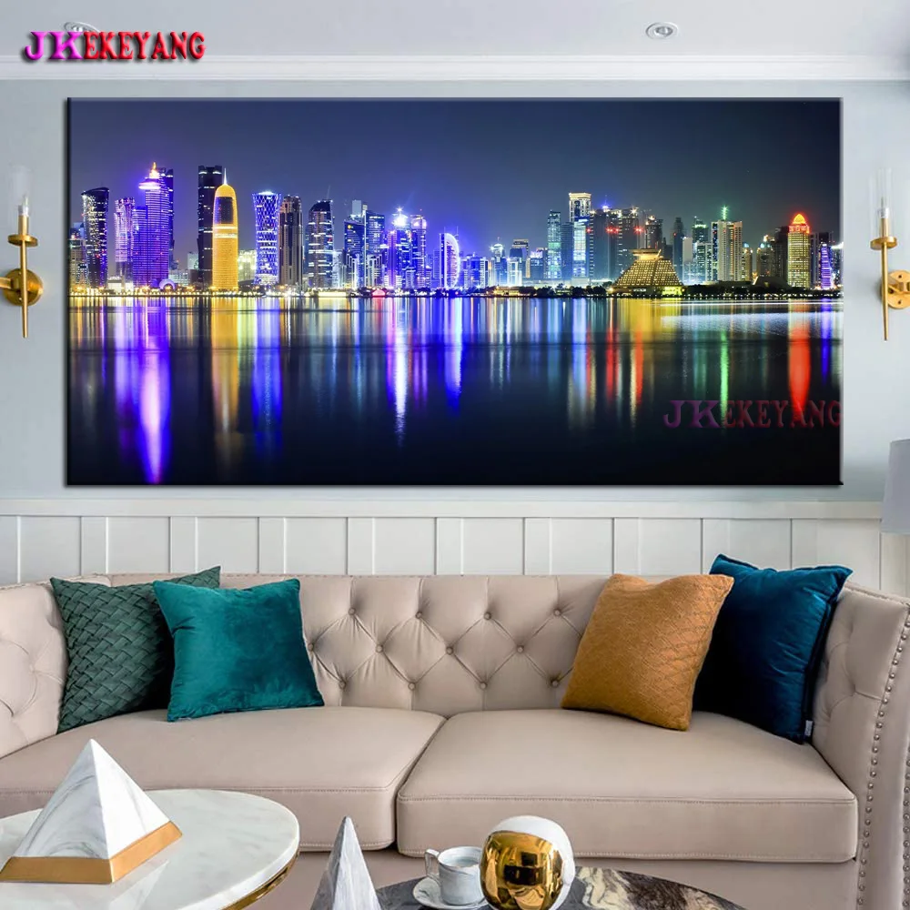 Full square Diamond Painting Dubai city night view Handicraft Needlework 5d Drill Mosaic DIY Diamond Embroidery Home Decor Y5188