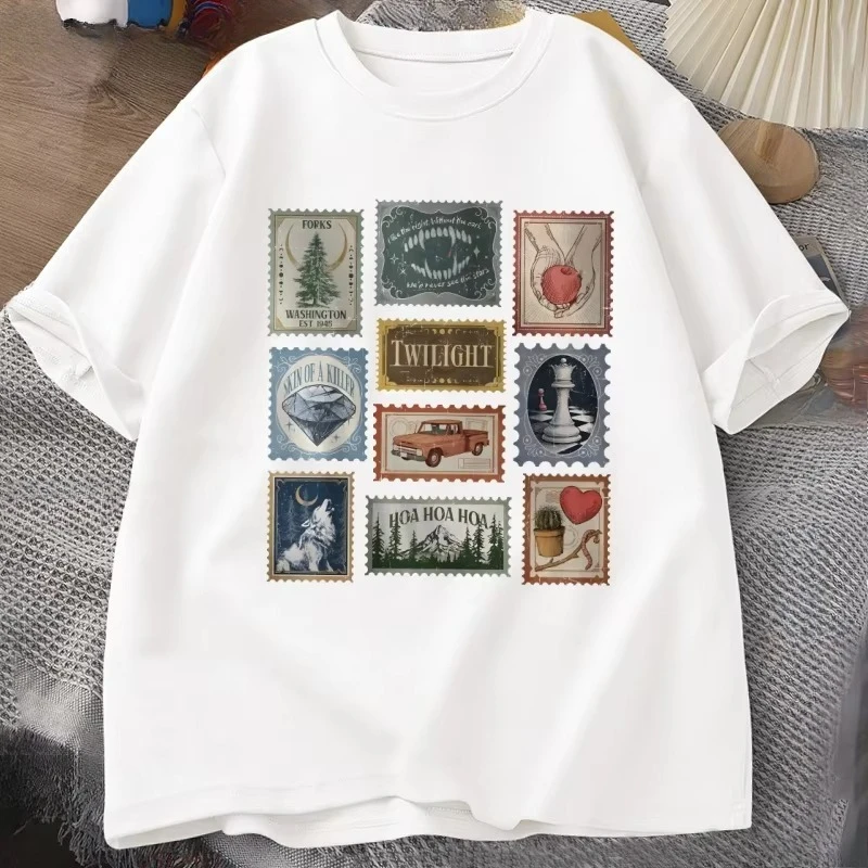 Twilight Saga T Shirt Women Men Forks Vintage Printed T Shirts Tee Vampire Aesthetic Book Lover Graphic T-Shirt Streetwear Tops