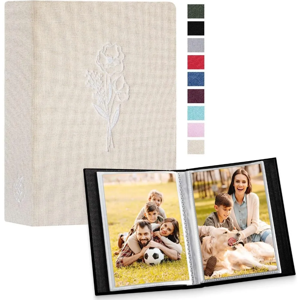 

Photo Album 4x6 100 Pictures 2 Packs, Small Mini Capacity Linen Photo Book Sets, Each Pack Holds 100 Top Loader Vertical O
