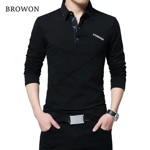 Men's Long Stripe Cotton T-Shirt BROWON