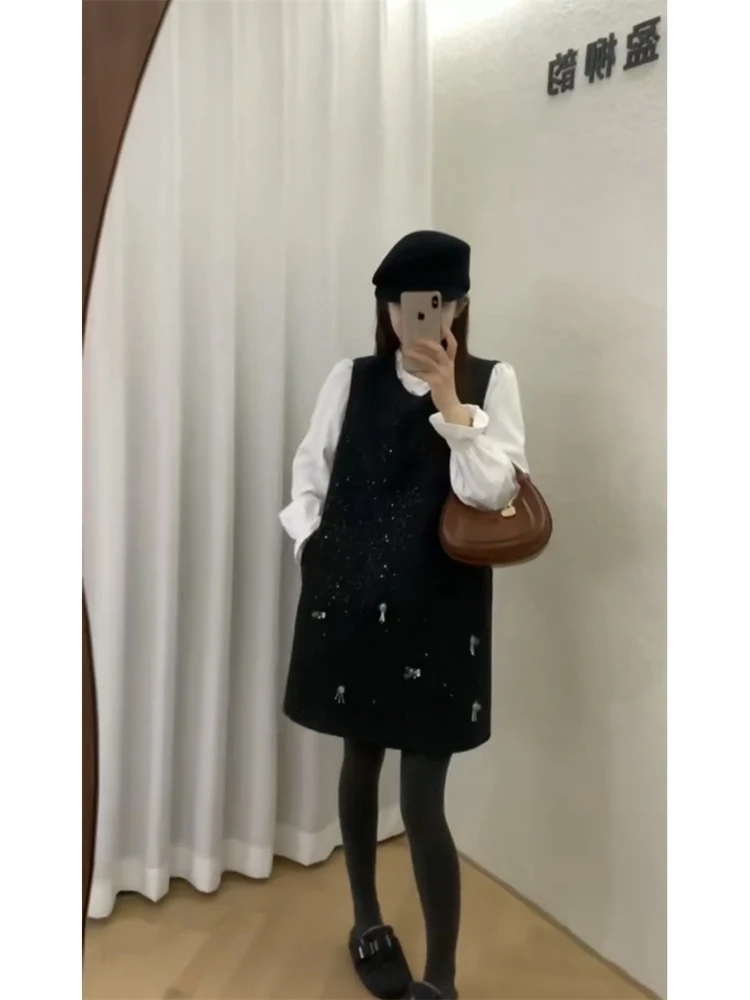 طقم نسائي طويل مكون من قطعتين من Faionable Sweet Sle طويل Sve مستدير Ne Ele Classy Spring Awakening ملابس داخلية Dr