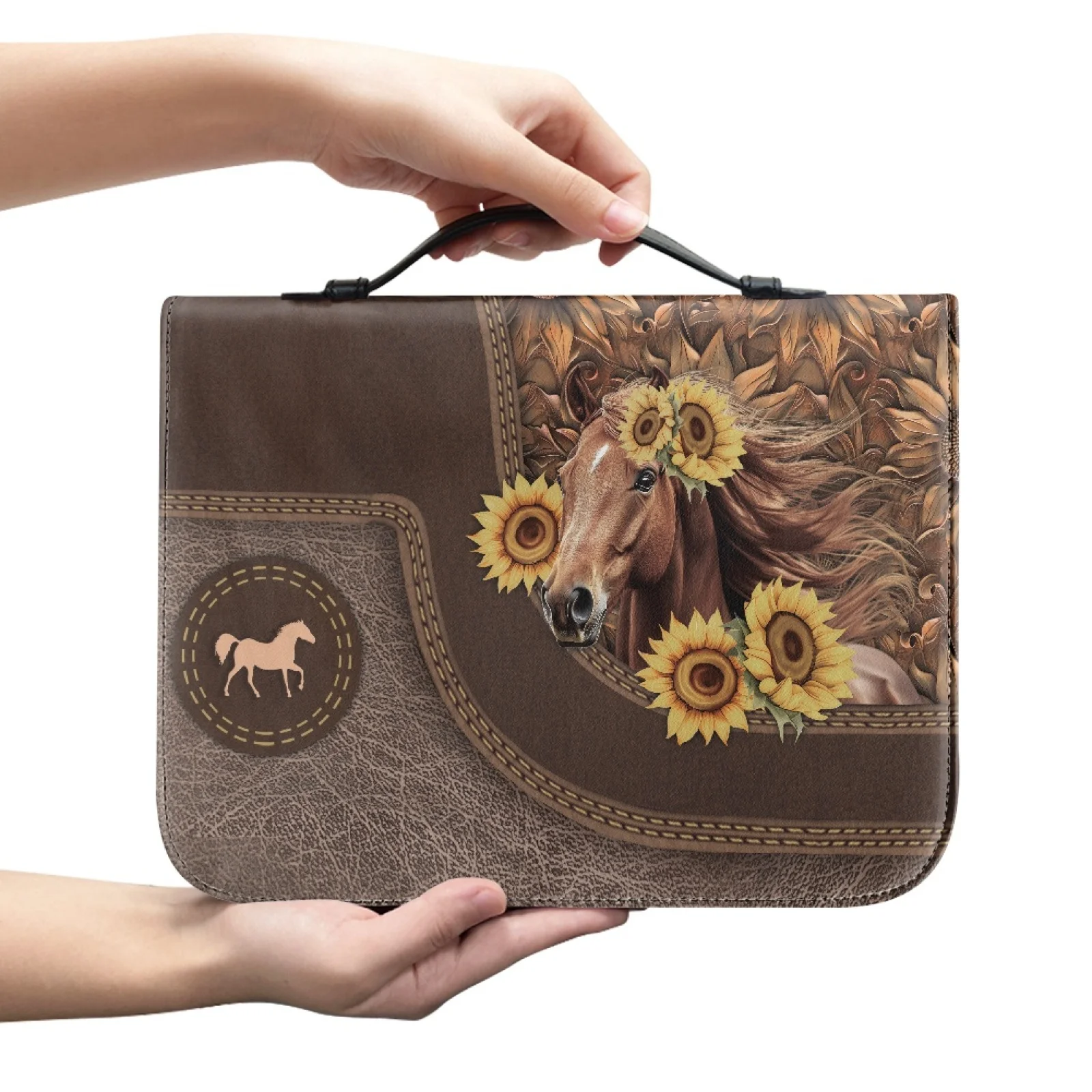 PENSTROLL Daisy Horse Theme Bible Cover PU Leather Zippered Bible Covers for Church 2026 Collection