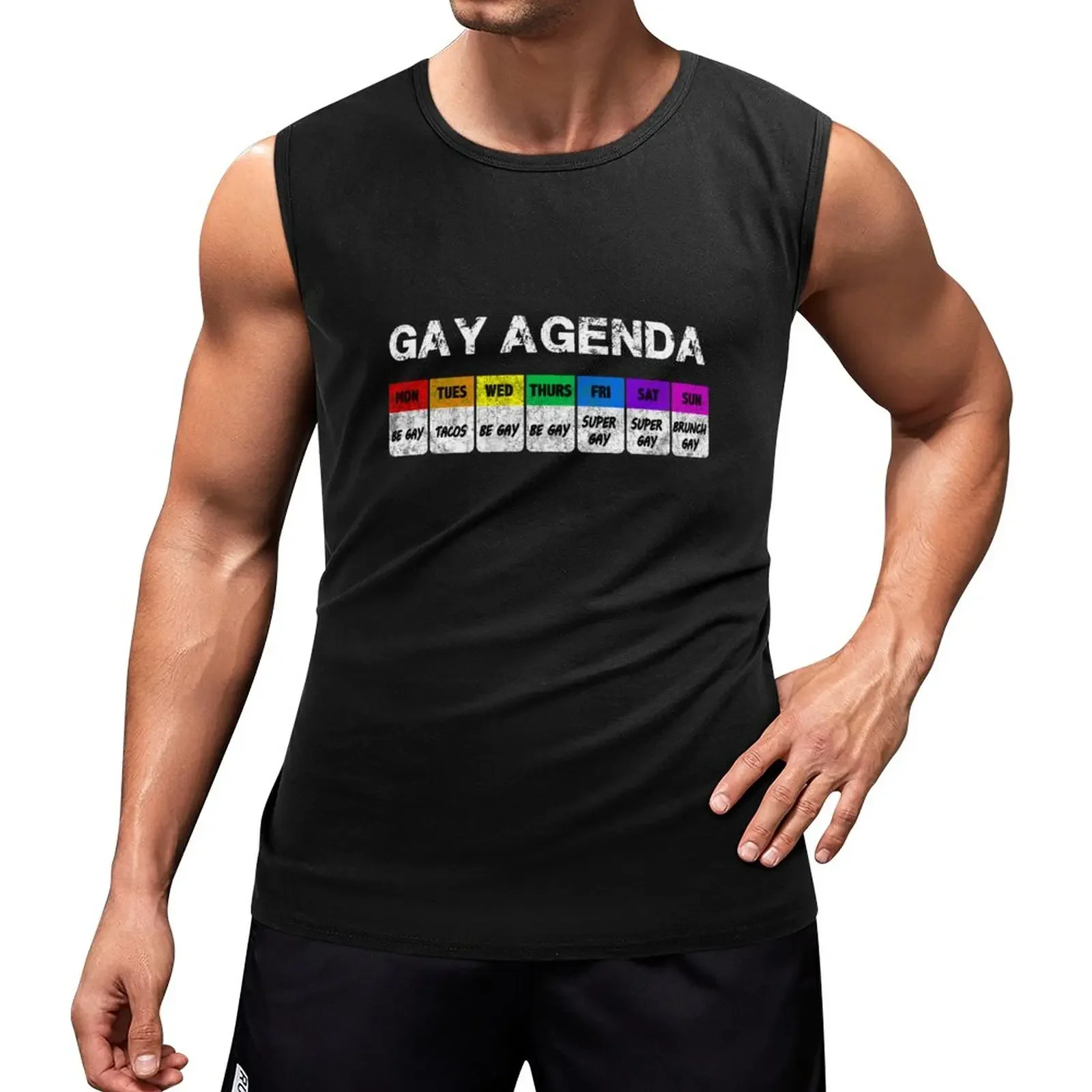 New Gay agenda T-shirt Tank Top gym t shirt men gym shirt men Men's summer clothes